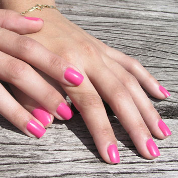 Hands with pink nails